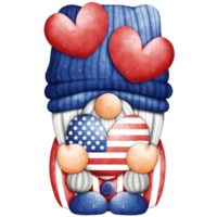 Watercolor 4th of July Gnome png