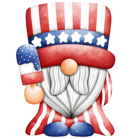 Watercolor 4th of July Gnome png