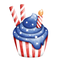 Watercolor patriotic cupcake png