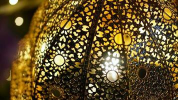 Close up and look down raya ramadhan lamp decoration video