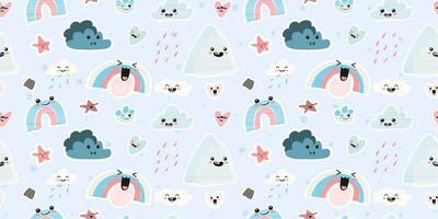 Nordic Forest Theme Minimalist Scandinavian Patterns with Rainbows and Toadstools for Nursery Prints vector