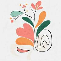 Abstract Minimalist Line Art Posters Modern Floral Doodles Trendy Designs with Vibrant Summer Color vector