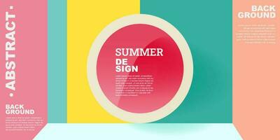 Colorful Summer background layout banners design. Template 3D product display cylindrical shape. Horizontal poster, greeting card, header website sale ad promotion. vector