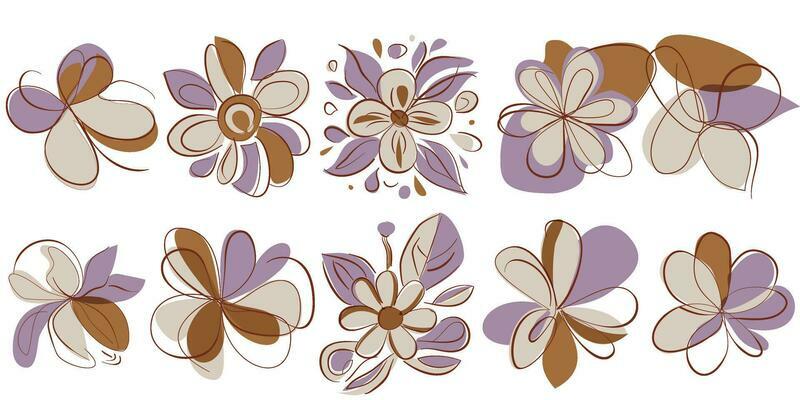 Vintage Floral Hand Drawn Botanical Flower Vector Set Collection Bundle