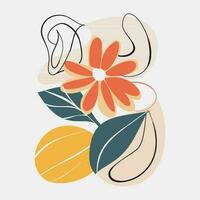 contemporáneo minimalista línea Arte carteles resumen orgánico formas y floral diseños vector