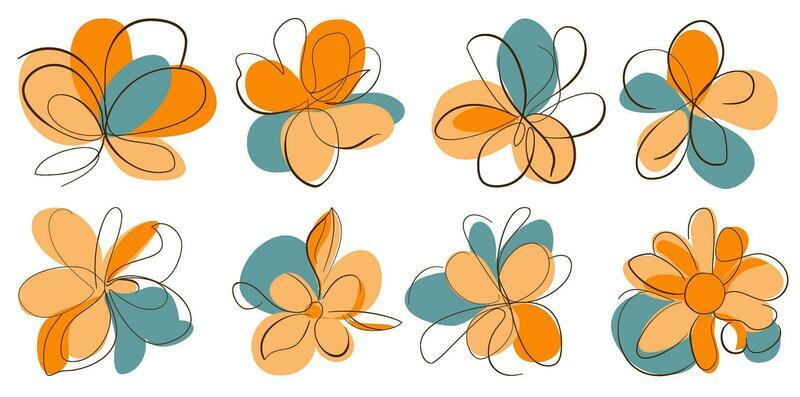 Vintage Floral Hand Drawn Botanical Flower Vector Set Collection Bundle