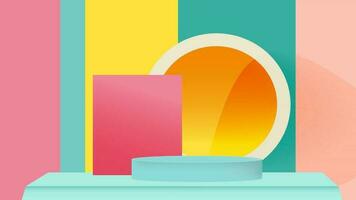 Colorful Summer banner product display cylindrical shape podium geometric poster design empty space vector