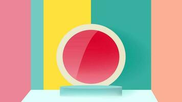 Colorful Summer banner product display cylindrical shape podium geometric poster design empty space vector