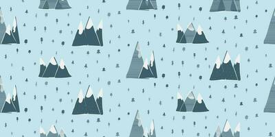 Mountain Landscape Vector Illustration for Childrens Room Decor and Wallpapers Repeat Seamless Pattern