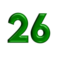 3d nombre vert brillant Couleur png