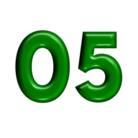 3D number green glossy color png