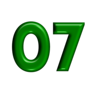 3D number green glossy color png