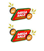 conjunto tag mega venda desconto coleção png