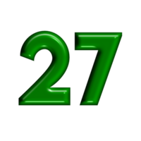 3D number green glossy color png