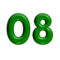 3D number green glossy color png