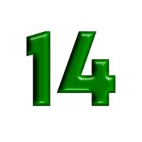 3d numero verde lucido colore png