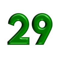 3D number green glossy color png