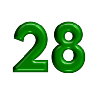 3D number green glossy color png