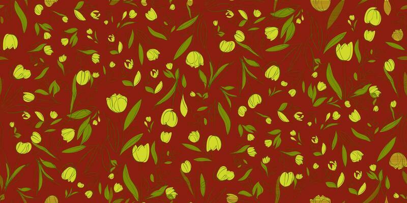 Seamless pattern Tulip flower Contemporary feminine botanical floral print fabrics textile