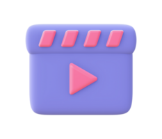 3d illustration icon of purple Movie Take for UI UX web mobile apps social media ads design png