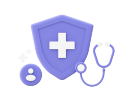 3d illustration icon of purple Health Care for UI UX web mobile apps social media ads design png