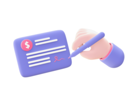 3d illustration icon of purple Cheque Bank for UI UX web mobile apps social media ads designs png