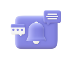 3d illustration icon of purple Chat Notification for UI UX web mobile apps social media ads design png