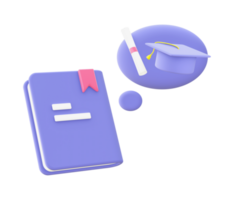 3d illustration icon of purple Education and Learning for UI UX web mobile apps social media ads design png