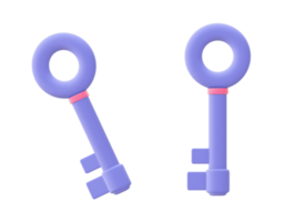 3d illustration icon of purple Key for UI UX web mobile apps social media ads design png