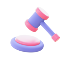 3d illustration icon of purple Hammer of Justice for UI UX web mobile apps social media ads design png