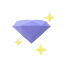 3d illustration icon of purple Diamond for UI UX web mobile apps social media ads design png