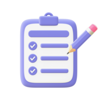 3d illustration icon of purple Notes and Pencil for UI UX web mobile apps social media ads design png