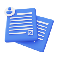 3d illustration icon of blue business document file png