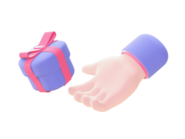 3d illustration icon of purple Giving and receiving gift for UI UX web mobile apps social media ads design png