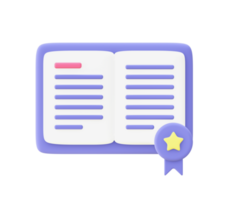 3d illustration icon of purple Learning Book for UI UX web mobile apps social media ads design png