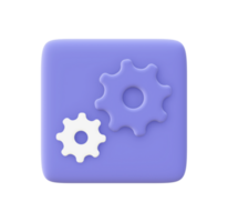 3d illustration icon of purple Gear Setting for UI UX web mobile apps social media ads design png