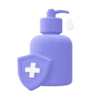 3d illustration icon of purple Hand Sanitizer for UI UX web mobile apps social media ads design png