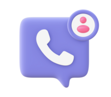 3d illustration icon of purple Contact Person for UI UX web mobile apps social media ads designs png