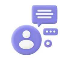 3d ilustración icono de púrpura chateando para ui ux web móvil aplicaciones social medios de comunicación anuncios diseños png