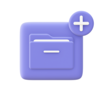 3d ilustración icono de púrpura añadir carpeta para ui ux web móvil aplicaciones social medios de comunicación anuncios diseños png