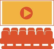 Color style of movie theater icon in illustration. vector