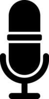 Flat style microphone icon in Black and White color. vector