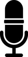 Flat style microphone icon in Black and White color. vector