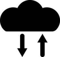 Cloud data transfer icon in black color. vector