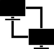 Connected computer icon in Black and White color. vector