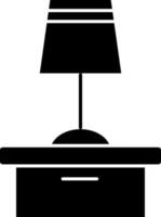 Black and White table lamp icon in flat style. vector