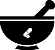 Mortar and pestle in Black and White color. vector