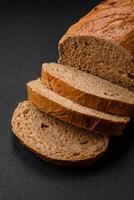 Delicious fresh crispy loaf of white bread with grains and seeds photo