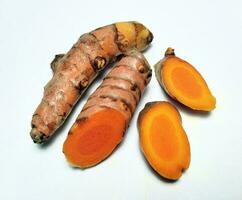 Turmeric or curcuma longa isolated on white back ground. photo