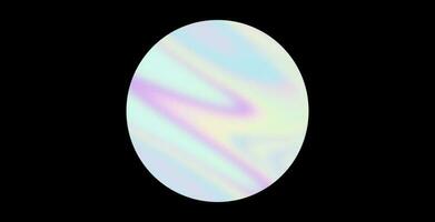 Abstract holographic circle on black background iridescent liquid color gradient noise texture effect photo